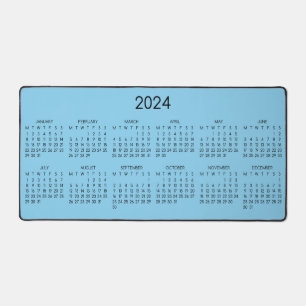 Alfrombrillas De Escritorio Fondo del color azul del bebé del calendario 2024