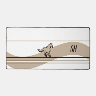 Alfrombrillas De Escritorio Forma de caballo en beige y diseño inicial