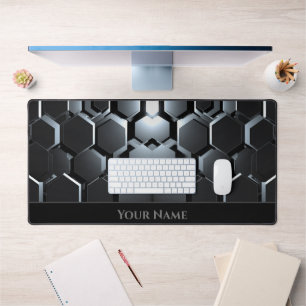 Alfrombrillas De Escritorio Formas hexagonales de neón negro brillante futuris