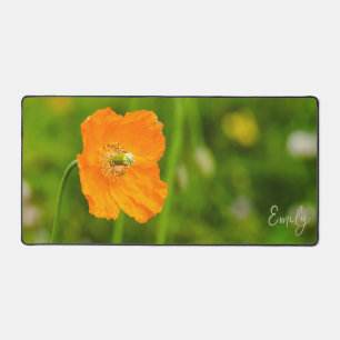 Alfrombrillas De Escritorio Foto de flor de amapola naranja con nombre persona