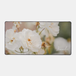 Alfrombrillas De Escritorio Foto de flores de rosas blancas elegantes con nomb