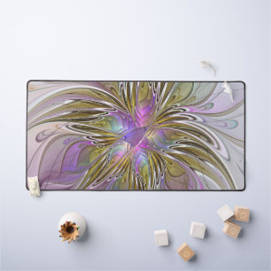 Alfrombrillas De Escritorio Fractal floral colorido con rosado y oro