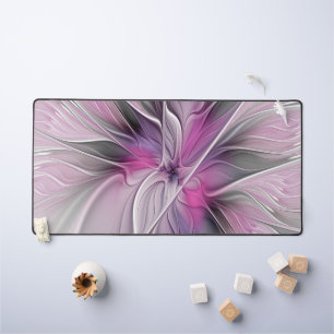 Alfrombrillas De Escritorio Fractal floral moderno abstracto flor rosa gris