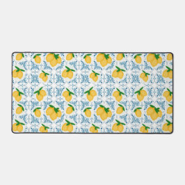 Alfrombrillas De Escritorio French Country Lemon Blue Tile Pattern