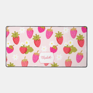 Alfrombrillas De Escritorio Fresa Personalizada Rosa Claro Cottagecore Encanta