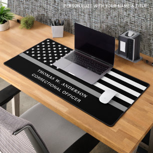 Alfrombrillas De Escritorio Funcionario correccional Personalizado Línea Gris 