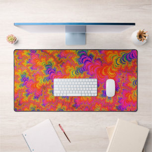 Alfrombrillas De Escritorio Funky Psicodélico Hippie Boho Neon Arcoíris Fracta
