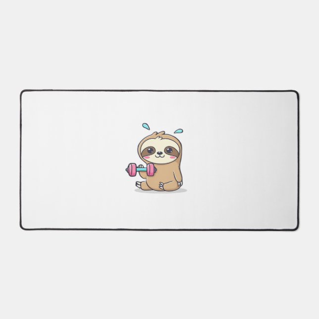 Alfrombrillas De Escritorio Funny Chibi Sloth Workout Cute Kawaii Gym Personal (Anverso)