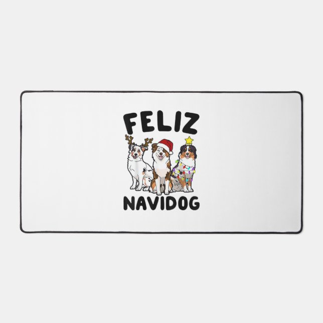 Alfrombrillas De Escritorio Funny Feliz Navidog Australian Shepherd lover (Anverso)