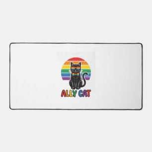 Alfrombrillas De Escritorio Gata Aliada Arcoíris Orgullo Diseño Camiseta Gato 