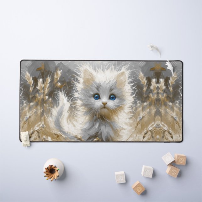 Alfrombrillas De Escritorio Gatito blanco preciado (Mesa para niños)