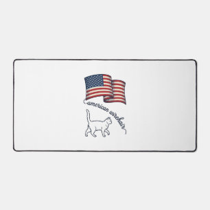 Alfrombrillas De Escritorio Gato American Wirehair Patriótico Diseño Vintage_1