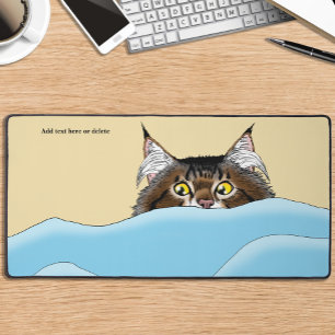 Alfrombrillas De Escritorio Gato de Tabby Peeking Blue Funny