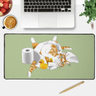 Alfrombrillas De Escritorio Gato Naranja Jengibre Papel Higiénico Divertido Ve