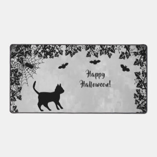 Alfrombrillas De Escritorio Gato negro con murciélago, Feliz Halloween