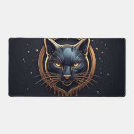 Alfrombrillas De Escritorio Gato negro elegante con efecto de goteo dorado 🐈