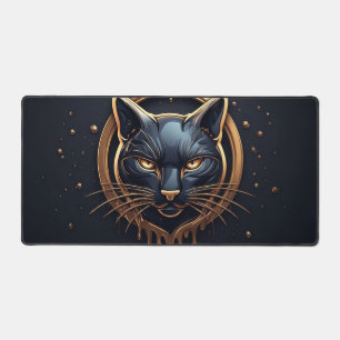 Alfrombrillas De Escritorio Gato negro elegante con efecto de goteo dorado 🐈