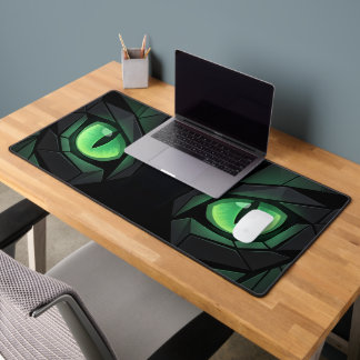 Alfrombrillas De Escritorio Gato negro geométrico con ojos verdes esmeralda