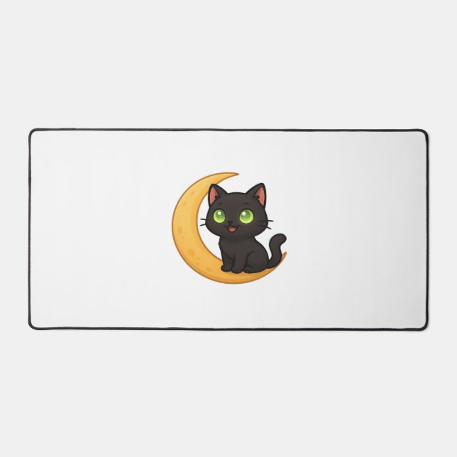 Alfrombrillas De Escritorio Gato negro sonriente con ojos verdes brillantes se (Anverso)