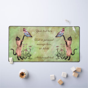 Alfrombrillas De Escritorio Gato siamés con mariposa personalizada