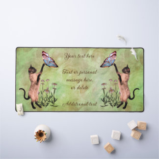 Alfrombrillas De Escritorio Gato siamés con mariposa personalizada