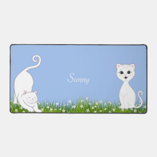 Alfrombrillas De Escritorio Gatos blancos lindos con flores