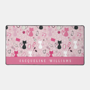 Alfrombrillas De Escritorio Gatos Corazón Rosa Retro