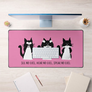 Alfrombrillas De Escritorio Gatos de traje negro y blanco lindos personalizado