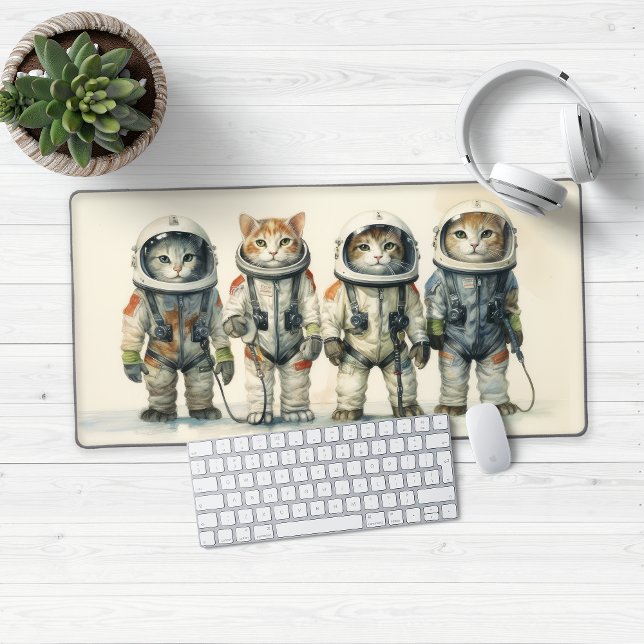 Alfrombrillas De Escritorio Gatos espaciales de Astronauta Cuta (Cute Astronaut Space Cats Desk Mat Mouse Pad)