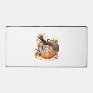Alfrombrillas De Escritorio Gatos Otoño Calabazas de Acción de Gracias Girasol
