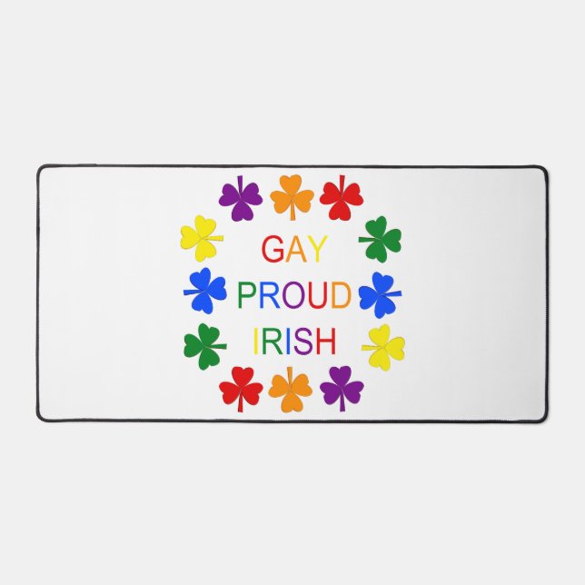 Alfrombrillas De Escritorio Gay Proud Irlandés LGBT Rainbow Shamrock (Anverso)