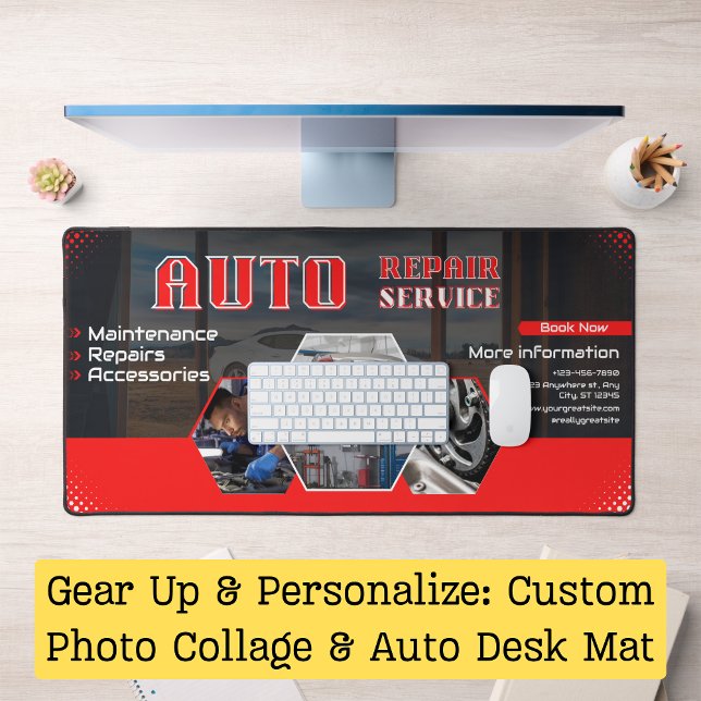 Alfrombrillas De Escritorio Gear Up & Personalize: Collage de fotos Personaliz (Gear Up & Personalize: Custom Photo Collage & Auto Desk Mat)