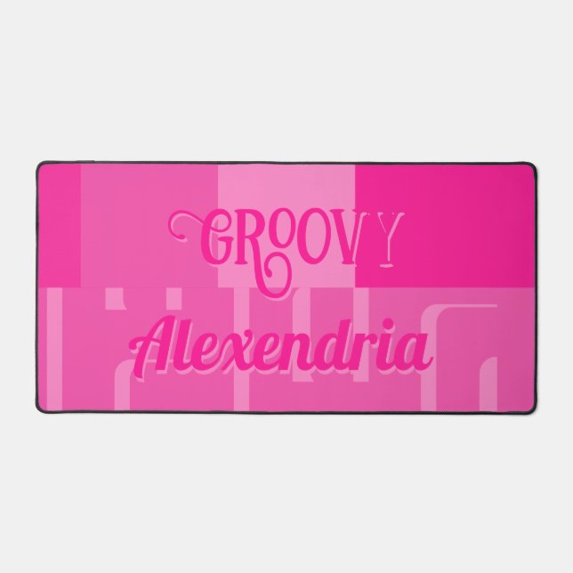 Alfrombrillas De Escritorio Geométrico Retro Rosado Caliente Personalizado (Anverso)