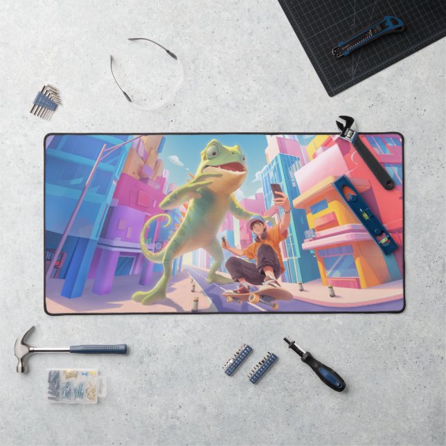Alfrombrillas De Escritorio Gigante Chameleon - Ilustracion de la ciudad (Puesto de trabajo)