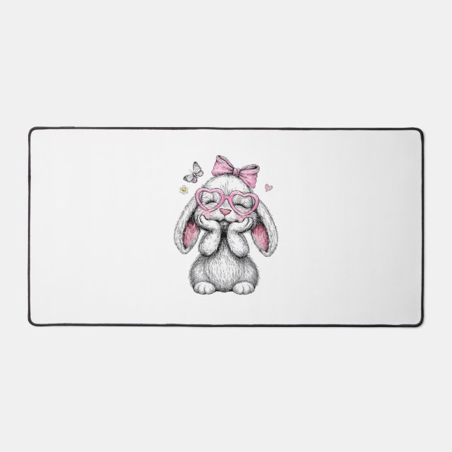 Alfrombrillas De Escritorio Girls Easter Cute Bunny Face Pink Easter Kids Todd (Anverso)