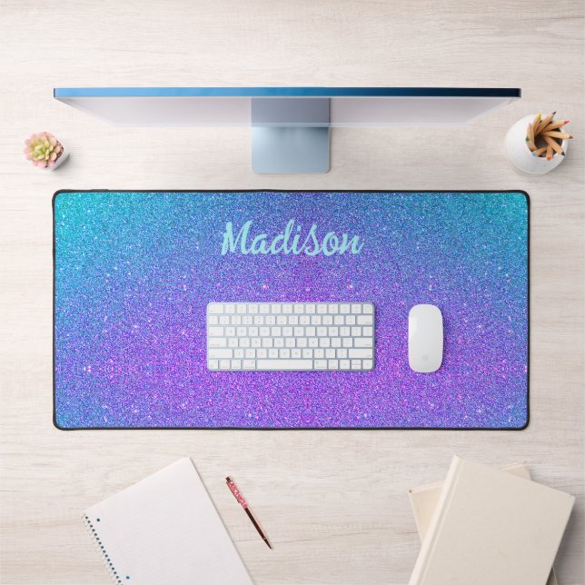 Alfrombrillas De Escritorio Girly Glam Purpurina azul Verde azulado púrpura pe (Oficina 1)