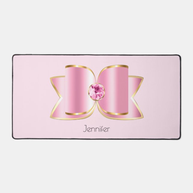 Alfrombrillas De Escritorio Glam Bow rosa con piedra angular (Anverso)