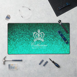 Alfrombrillas De Escritorio Glittering Crown Luxe Aqua