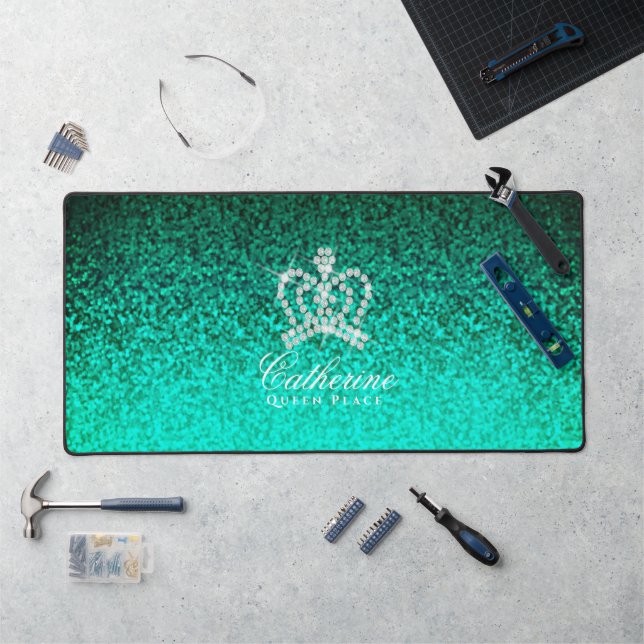 Alfrombrillas De Escritorio Glittering Crown Luxe Aqua (Puesto de trabajo)