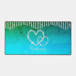 Alfrombrillas De Escritorio Glittering Hearts Aqua Desk Mat