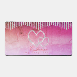 Alfrombrillas De Escritorio Glittering Hearts Red Desk Mat rosa
