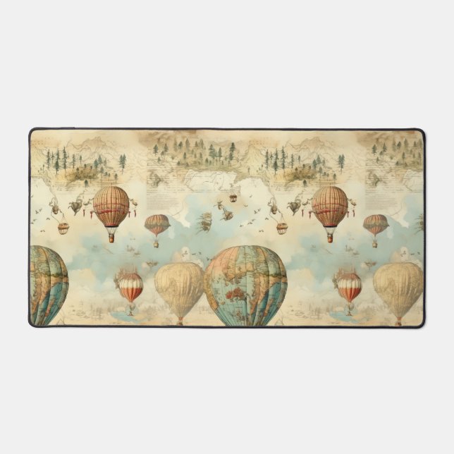 Alfrombrillas De Escritorio Globo de aire caliente de época en un paisaje sere (Anverso)