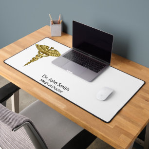 Alfrombrillas De Escritorio Gold Caduceus Profesional Precioso Médico