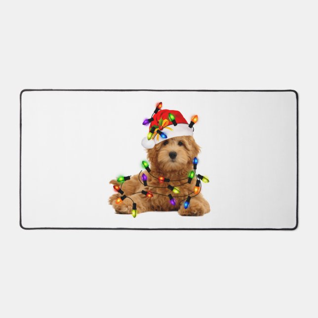Alfrombrillas De Escritorio Goldendoodle Santa Dog (Anverso)