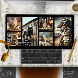 Alfrombrillas De Escritorio Gracioso gato con cuadrícula fotográfica náutica