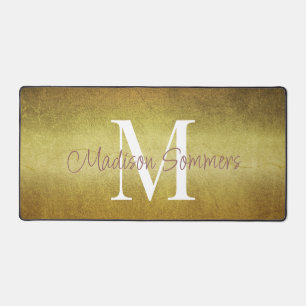 Alfrombrillas De Escritorio Gradiente metálico oro monogramado