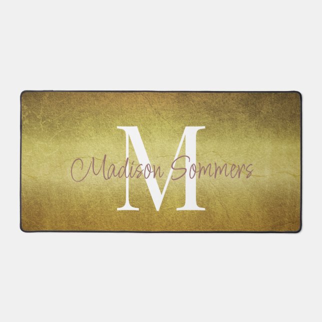 Alfrombrillas De Escritorio Gradiente metálico oro monogramado (Anverso)