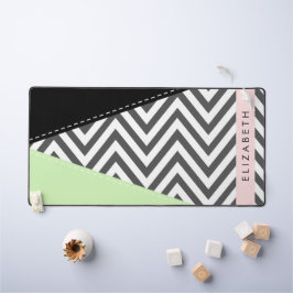 Alfrombrillas De Escritorio Gray Zigzag, Gray Chevron, Mint, Su Nombre