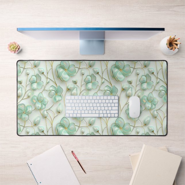 Alfrombrillas De Escritorio Green Floral Desk Mat (Oficina 1)