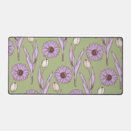 Alfrombrillas De Escritorio Green Purple Retro Y2K Funky Hippie Flower Pattern